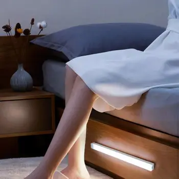 Judesio Jutiklis Nakties Šviesos Belaidžio LED Lemputė USB Įkrovimo Spinta, Spintelė Lempa Namų Spinta, Virtuvės, Miegamojo Apšvietimas