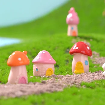 1Pc Lėlių Mini Mielas Animacinių filmų Grybų Namas Ornamentu Statulėlės Micro Kraštovaizdį 