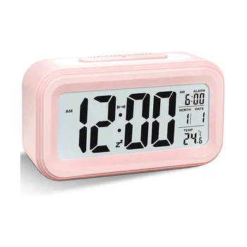 Skaitmeninis Laikrodis-Žadintuvas, LED Laikrodis-Žadintuvas, baterijomis, Tylus Aalarm Kelionės Laikrodis,Rožinė