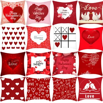 Valentino Dieną-Raudonos Širdies Pagalvės užvalkalą Meilės Persikų Odos Pagalvėlė Padengti Automobilio Sofos Pagalvėlė Padengti Namų Puošybai