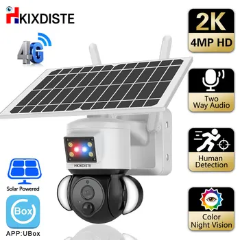 4MP 4G Kamera Lauko Saulės baterijomis Varomas Apsaugos Stebėjimo Kameros CCTV PTZ Smart Home Security IP Kamera UBox App
