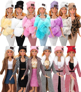 1set Farhion 1/6 BJD Doll Drabužius Barbie Komplektus Paltas Top Marškinėliai Kelnės Kelnės Skrybėlės 11.5