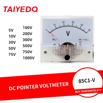 85C1 DC Įtampos Matuoklio Rodyklė Voltmeter Skydelis Voltas Metrui 5V 10V 50V 75V 100V 300V 750V
