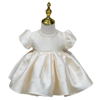 Vaikų vienerių metų, Gėlių Mergaitės Suknelė Duobute Trumpas Rankovės Baby Princess Tutu Sijonas High-end Užsienio Stiliaus Rankų Užsakymą