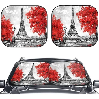 Paryžiaus Meno Eifelio Bokštas Automobilio priekinį Stiklą Saulės Pavėsyje, Auto, Sulankstomas 2vnt Langas, Stoglangis Dauguma prekinis, galinis Stiklo Fodable Saulės Skydelis Didelis