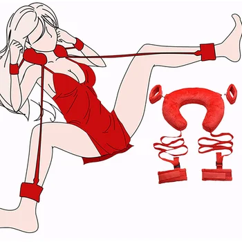SM Nelaisvėje Rinkinys Sekso Antrankiai BDSM Pluoštas Sekso Žaislai Poroms Flirtuoti Lova Tvirtinimo Nustatyti Suaugusiųjų Produktą Su Nešiojami Kaklo Pagalvė