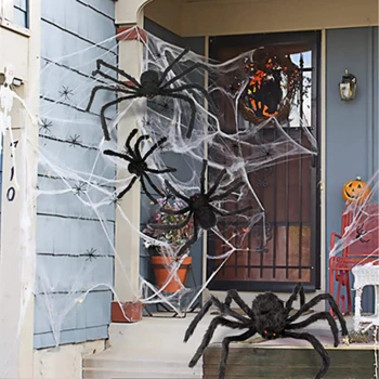 Giant Spider Didelis Pliušinis Juodas Voras Dekoro Šalis Lauko Baras Haunted House Siaubo Rekvizitai Vaikų Žaislai Helovinas Dekoracijas