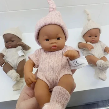 Juoda Atgimsta Silikono Lėlės Reborn Baby Doll 20cm Lėlės Reborn Baby Kūdikių Lėlės, Žaislai, Minkštos, Aukštos Kokybės Lėlės Vaikams