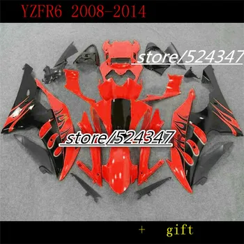 Fei-raudona, liepsnos, juoda Lauktuvės rinkinys YZFR6 08 09 10 11 12 14 YZF R6 2008-2014 m. YZF600 Purvasargiai