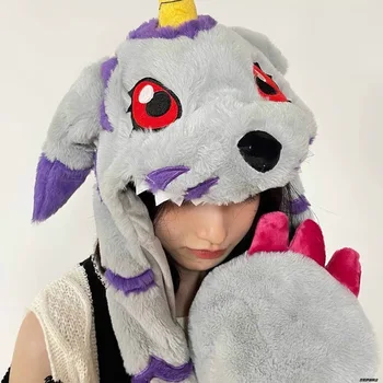 Originalus Japonijos Digimon Nuotykių Kawaii Gabumon Plushie Bžūp Skrybėlę Žiupsnelis Pliušinis Skrybėlę Išlaikyti Šiltą Kepurę Ausis Iki Galvos Papuošalas Mergaitėms
