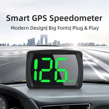 Y03 GPS HUD Didelis Šriftas Visi Automobilių Pažangus Skaitmeninis Spidometras KMH MPH Priminimas Metrų Elektronikos Priedai Auto Head Up Display