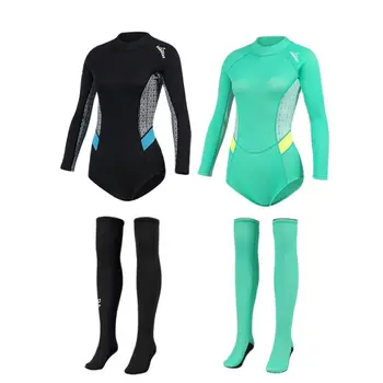 2MM SCR Neopreno maudymosi kostiumas Moterims vientisas Nardymo Kostiumai Ilgų Kojinių Rinkinį, Banglentės, Snorkeling, Plaukimo Kostiumas Wetsuit Moteris