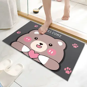 vonios kambarys absorbentas grindų kilimėlis Animacinių filmų kilimų athroom priešslydžio sistema motina PILKA