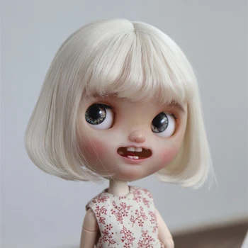 BJD Doll Perukas Tinka Blythe Dydžio Lėlės Priedai Žaislas Medžių Plaukų Aukštos Temperatūros Šilko Plaukų Oro Kirpčiukai bob Vadovas