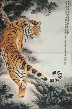Siuvinėjimo Audinys Šilko 12 Zodiako Gyvūnų Dragon Tiger Tangka Pažymėkite Tapybos Sienos Kabo Namų Dekoro Gobelenas Meditacija