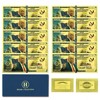 10vnt ir Voką 2020 m. 45 JAV Prezidentas Donald Trump Traukinio Aukso Folija Banknotų Kolekcionuojami daiktai, Papuošalai Dovana