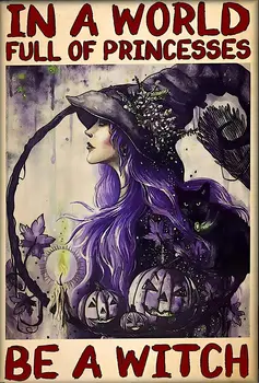 Mergina Pasaulyje, Visas Princeses Būti Ragana Halloween Plakatas Violetinė Ragana Kambario Dekoro Estetinės Ragana Raganavimas Alavo Ženklai