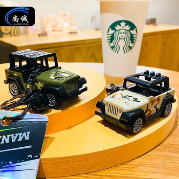 Animacinių filmų kamufliažas Jeep policijos automobilio modelį keychain pakabukas išskirtinį automobilio pultelio kuprinės pakabuką maža dovana