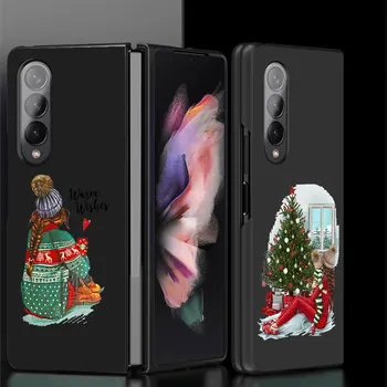 Case for Samsung Galaxy ZFold4 Z Fold3 Z Fold4 Z Fold5 5G atsparus smūgiams Sunku VNT Linksmų Kalėdų, Naujųjų Metų Mergaitė Padengti Atvejais
