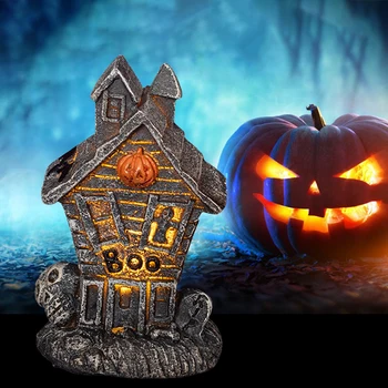 Helovinas Haunted House, Žibintai, Apdailos Dervos Helovinas Stalo Puošyba, LED Haunted House, Dekoratyvinis Apšvietimas Dovana, Namų Dekoro