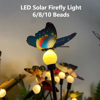LED Saulės Firefly Šviesos Lauko Saulės Sodo Puošmena Lempos Dinaminis Žalias Lapas 