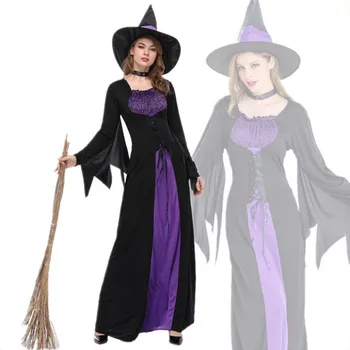 Helovinas Ragana, Vampyras drabužių su Skrybėlę Kostiumai Moterims Suaugusiųjų Baisu Karnavalas Šalis dress up Veiklos Drama 