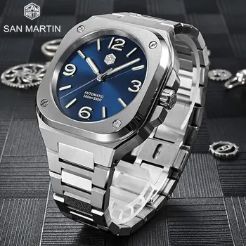 San Martin 40mm Klasikinis Prabangos Naras Laikrodžiai Savitas Aikštėje Atveju Vyrai Automatinis Mechaninis Laikrodis atsparus Vandeniui 10 Bar BGW-9