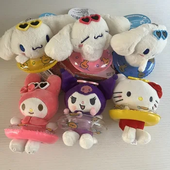 10cm Mielas Hello Kitty Melodija Cinnamoroll Kuromi Su Plaukti Žiedas Įdaryti Pliušinis Lėlės Modelio Mažas Pakabukas Žaislas Dekoracija Dovanos