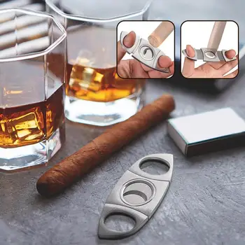 Nerūdijantis Plienas, Cigarų Pjovimo Dualpurpose Tvirtas Giljotinos Žirklės Su Lapų formos Cigarų, Cigarečių Puncher Accessories Vyrams