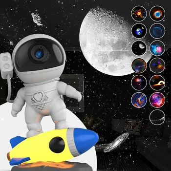 Vaikai Star Projektorius Naktį Lemputė su Nuotolinio Valdymo 360°Reguliuojamas Dizainas Astronautas Ūkas Galaxy Apšvietimo Vaikams Suaugusieji