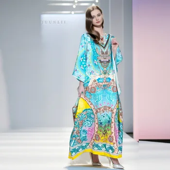 Europos stotis dizaino prasme batsleeve suknelė moterų 2023 m. rudenį naujų pažangių prasme, lieknėjimą juosmens spausdinti sijonas