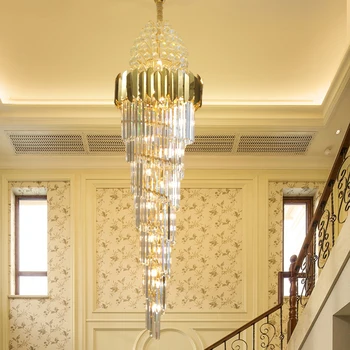 Art deco Didelis Projektas, Aukso, Krištolo Šviestuvais, LED Blizgesio lempos Kambarį Viešbutyje Prabangūs Laiptai, lubų Liustra Apšvietimo