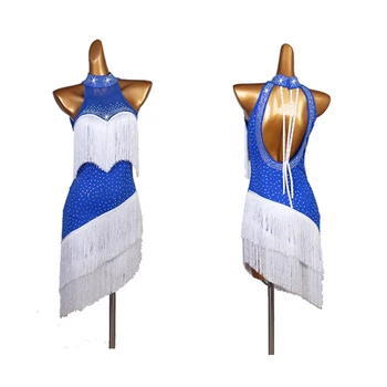 Lotynų Konkurenciją Šokių Sijonas Moterims Royal Blue Kutas lotynų Šokių Suknelė Lady' s 