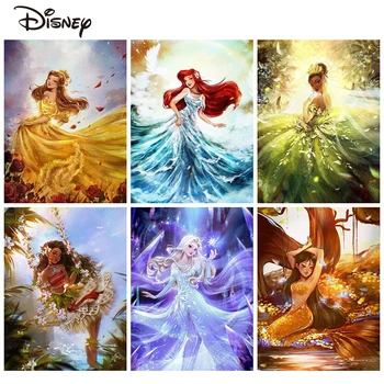 Disney Visiškai Apvalus Deimantas Siuvinėjimo Undinė Dažymas Alice In Wonderland Kryželiu Princesė Mozaikos Animacinių Filmų Sienų Dekoras