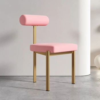 Rožinė Dizaineris Stalas Moderni Valgomojo Kėdė Šiaurės Rožinės Spalvos Miegamasis Aksomo Dizainerio Kėdė, Fotelis Elegantiškas Karieta Sedie Šiaurės Baldai
