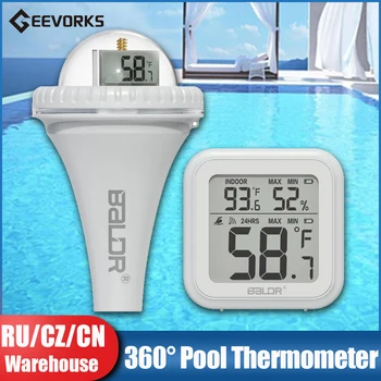 Belaidžio Plūduriuojantis Baseinas Termometras Vandeniui IPX7 Baseinas, Vonia, Temperatūra Stebėti 360° LCD Ekranas Temperatūros Jutiklis