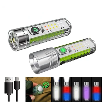 Super Ryškus LED Žibintuvėlis su Balta/raudona/mėlyna/violetinė Šoninis apšvietimas Stiprūs Magnetai 10W LED Viko Apšvietimo USB įkrovimo lemputė