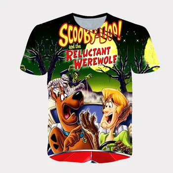 Scooby doo Animacinių filmų Anime Harajuku Mados T-shirt 3D Spausdinimo Berniukas Mergaitė Vaikai Viršus Su apvalia Kaklo trumpomis Rankovėmis, vaikiški Drabužiai