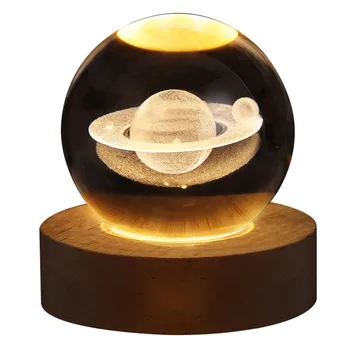Crystal Ball Naktinis Apšvietimas Žėrintis Planetos Galaxy Astronautas 3D Mėnulio Stalo Lempa USB Atmosfera Lempos, Stalo Dekoracijas Vaikas Dovanos