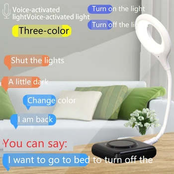 LED Smart Balso Naktį Šviesos USB Indukcijos Miegamojo, Naktiniai staleliai, Lempa Bendrabutyje Balso Aktyvuota Lempos