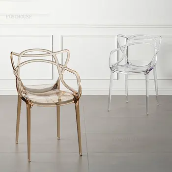 Kūrybos Skaidrus Akrilo Valgomojo Kėdės Šiaurės Valgomojo Baldai Plastikiniai Kristalų Kėdė Minimalistinio Vieno restorano Kėdė
