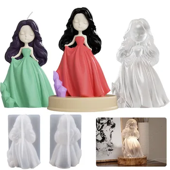 3D Little Princess Žvakė Silikono Formos Dėvėti Vestuvių Suknelė Mergina Muilo Dervos Tinkas Formų Šokolado gamybos Priemonė, Namų Dekoro Dovana