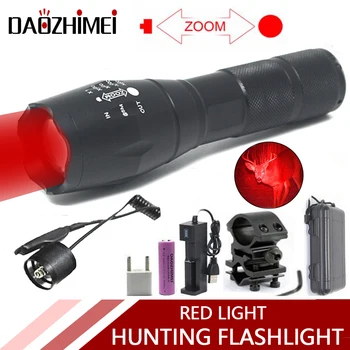 Nešiojamų T6 Taktinis karo LED Žibintuvėlis Raudona /Žalia Zoomable 1-Režimo Lauko Medžioklės Žibintuvėlis Kempingas, Žvejyba, Žygiai Šviesos