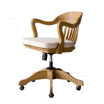 Amerikos Medžio Masyvo Miegamojo Swivel Kompiuterio Kėdės Vykdomosios Bosas Biuro Kėdė Retro Bendrabutyje Mažas Kedės Atlošo