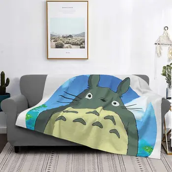 Mano Kaimynas Totoro Anime Antklodės Tonari No Totoro Flanelė Juokinga Šiltas Mesti Pledai Namų Tekstilės Dekoro
