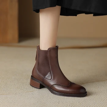 Iki 2023 m. Rudens žiemos Moterims, batai natūralios odos 22-24.5 cm karvės odos+pigskin šiuolaikinių batų mados Tuščiavidurių Blokų 