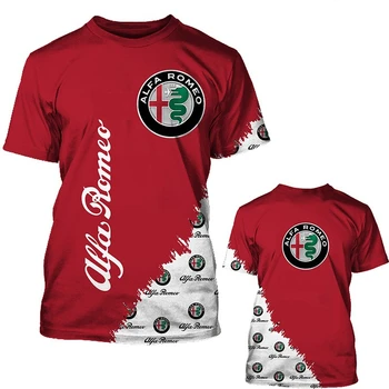 2023 Naujausias Atvykimo 3D Alfa Romeo Atspausdintas T-shirt Sporto Kietas Vyrų ir Moterų trumpomis Rankovėmis Tee Vaikai Viršūnes 100-6XL