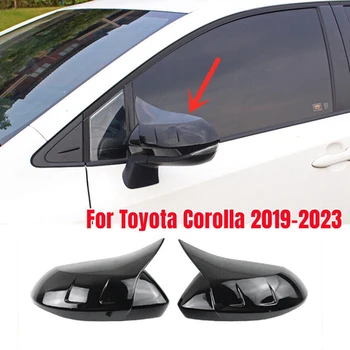 Blizgus Juodas JAUTIS Ragų Šoninės Durys galinio vaizdo Veidrodis Padengti Apdaila Bžūp Pakeitimo Reikmenys Toyota Corolla 2019-2023