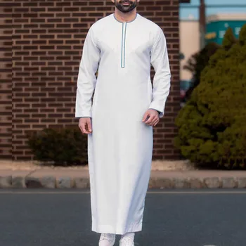 2023 Nauja Musulmonų Apdaras Vyrų Arabų Etninės Stiliaus ilgomis Rankovėmis Išsiuvinėti vientisos Spalvos Atsitiktinis Islamo Vyrų Apdaras