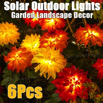 6Pcs Saulės gėlė Žibintai LED Lauke Vandeniui Vejos Sodo Žemės Dangos Atmosferą Kalėdų Kraštovaizdžio Dekoro Lempos